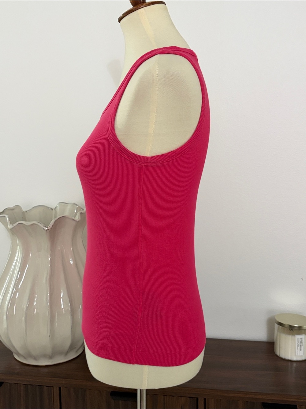 COS Hot Pink Ribbed Tank Top - Picture 3 of 9